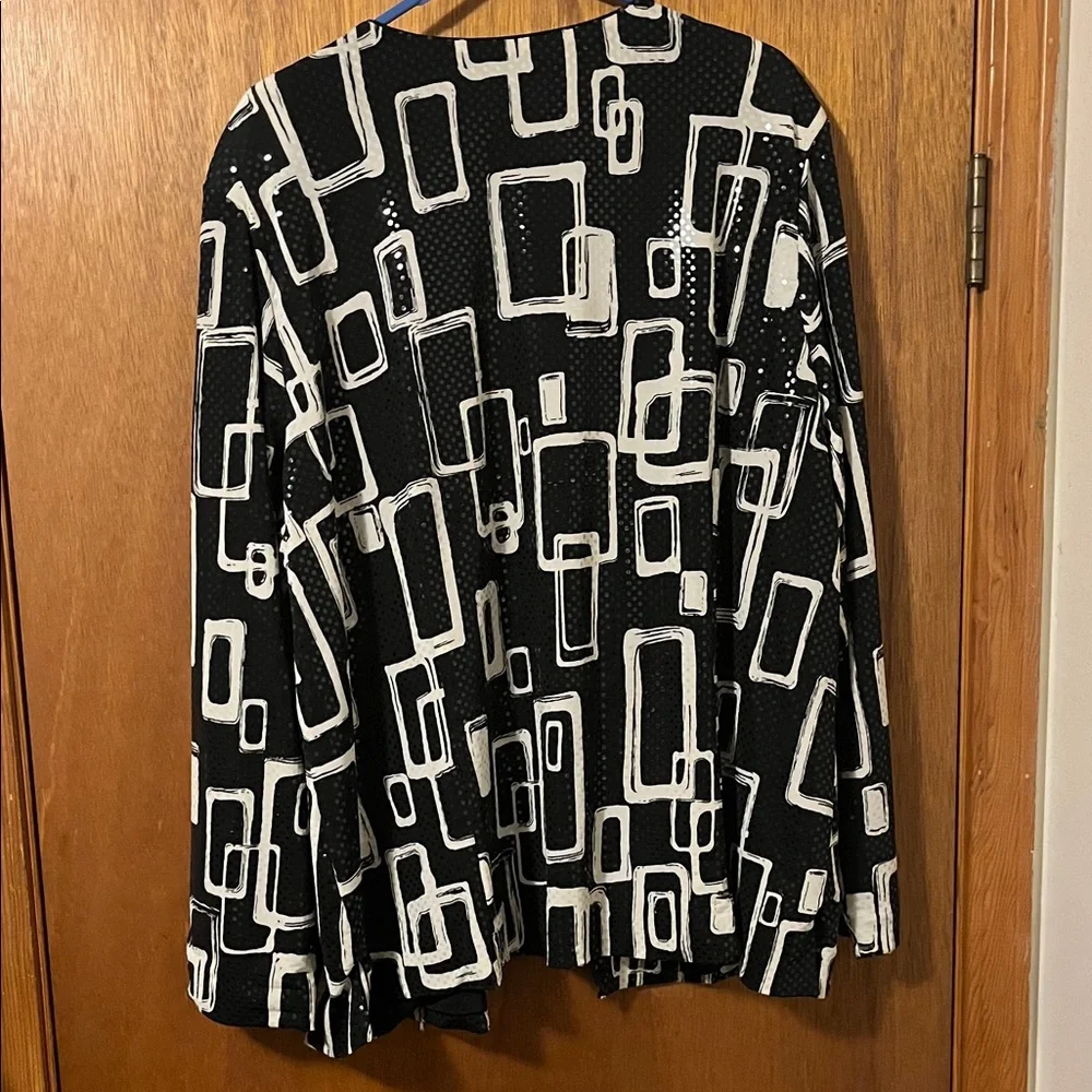 TanJay Sequin Black and White Print Blouse/Jacket- Size 3X - Picture 5 of 9